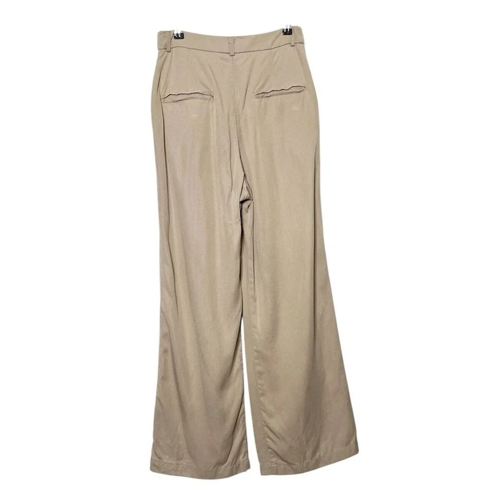 Reformation Mason Trousers Women's 4 Tan Lyocell Wide Leg High Rise Minimal Chic - Picture 6 of 11